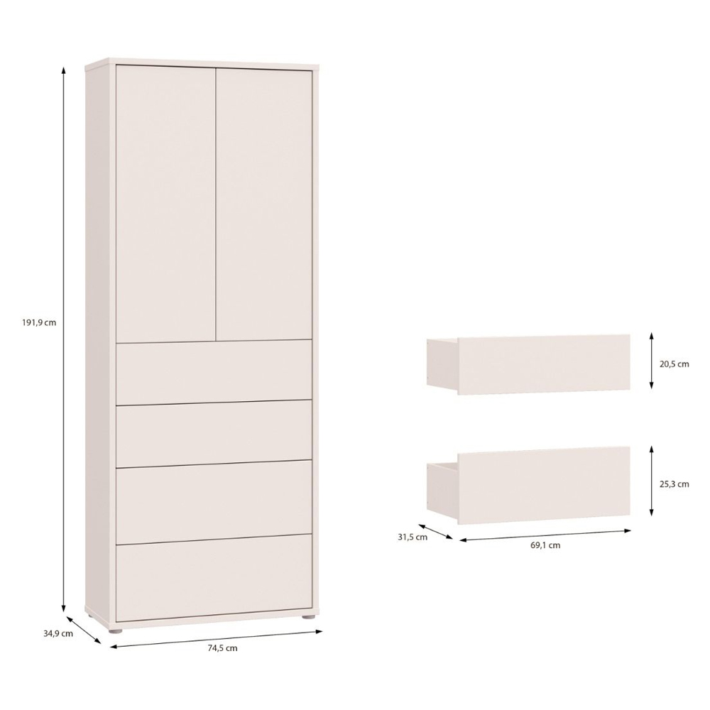 Ansley Wooden Display Cabinet with 2 Doors 4 Drawers in Sand