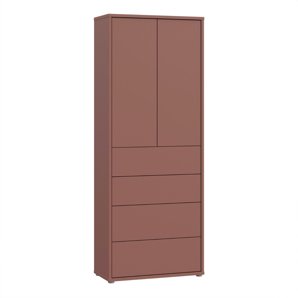 Ansley Wooden Display Cabinet with 2 Doors 4 Drawers in Terracotta