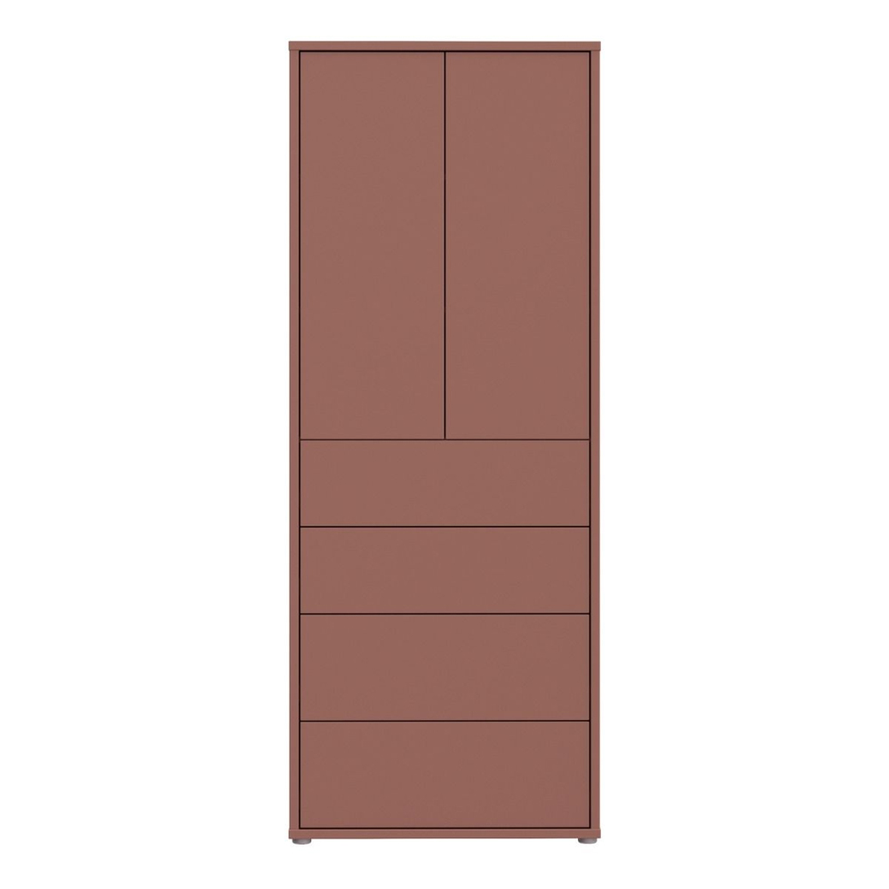 Ansley Wooden Display Cabinet with 2 Doors 4 Drawers in Terracotta