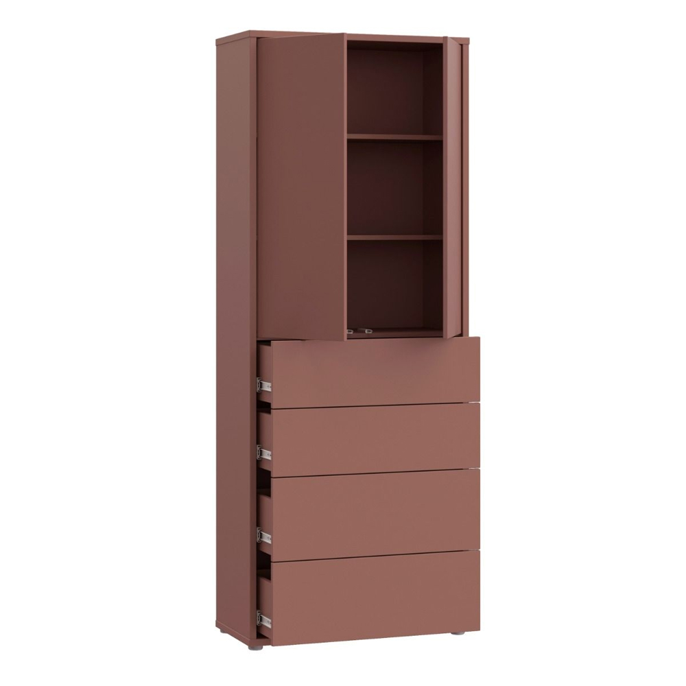 Ansley Wooden Display Cabinet with 2 Doors 4 Drawers in Terracotta