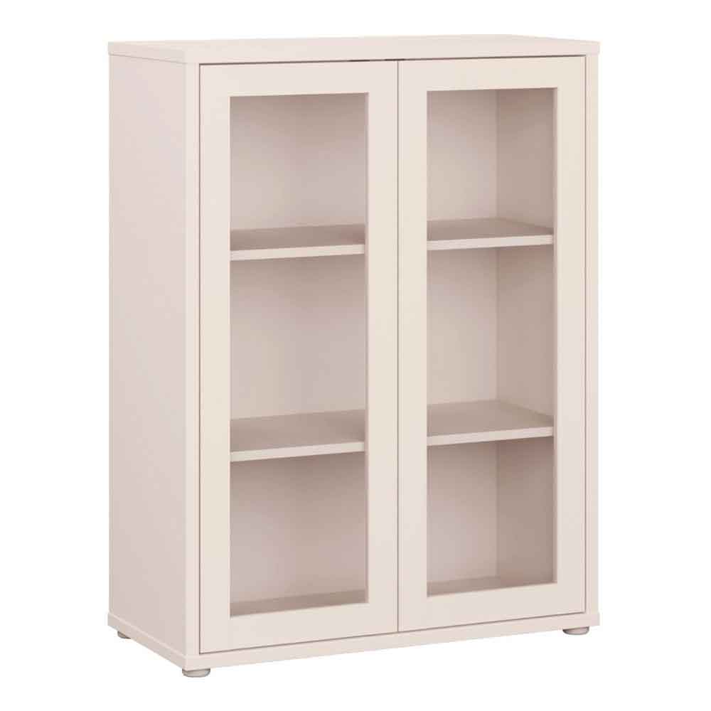 Ansley Wooden Display Cabinet with 2 Glass Doors in Sand