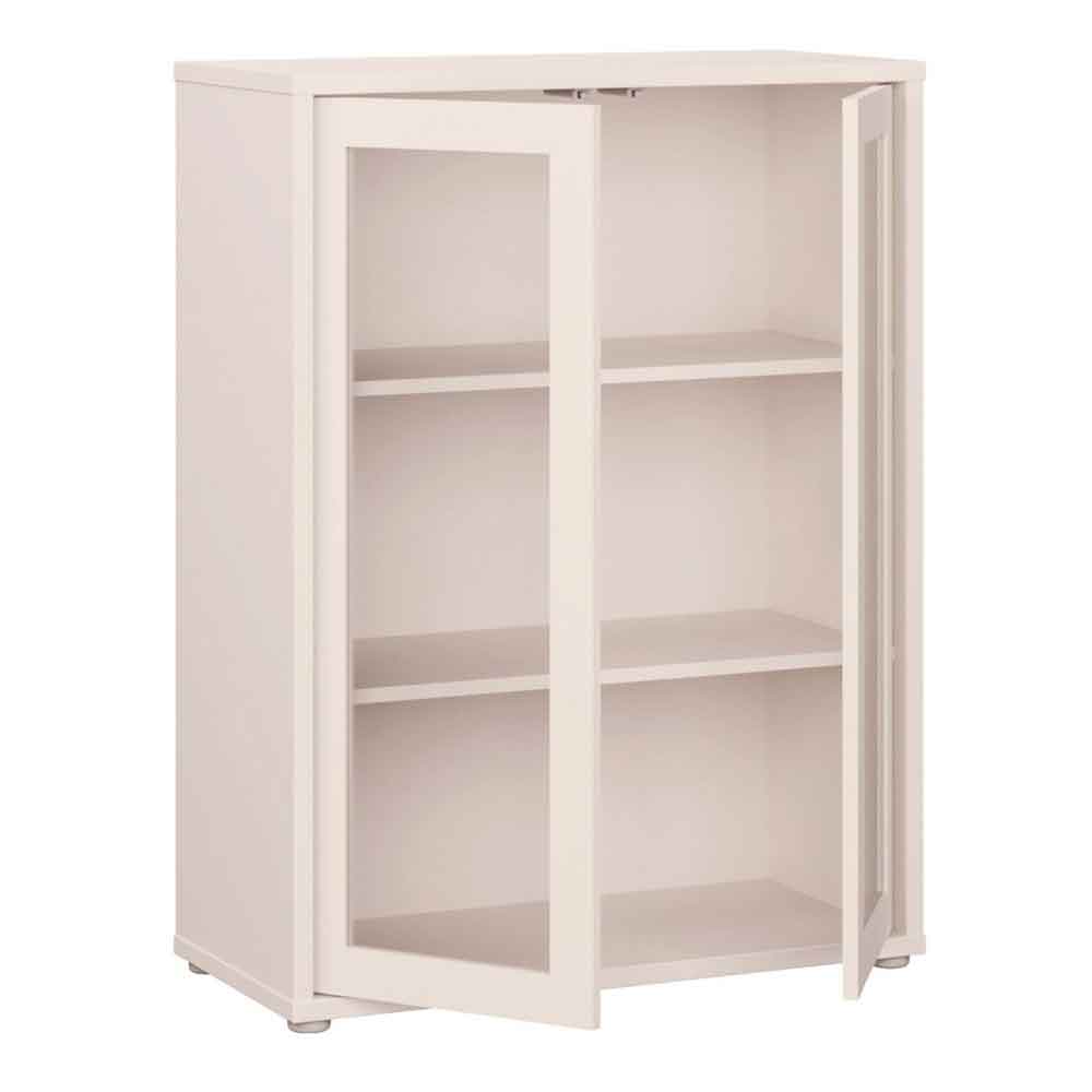 Ansley Wooden Display Cabinet with 2 Glass Doors in Sand