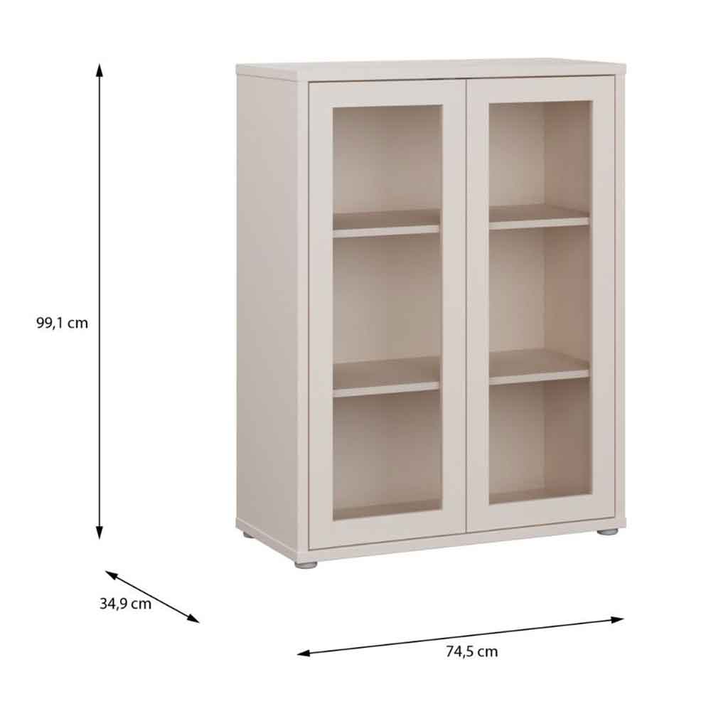 Ansley Wooden Display Cabinet with 2 Glass Doors in Sand