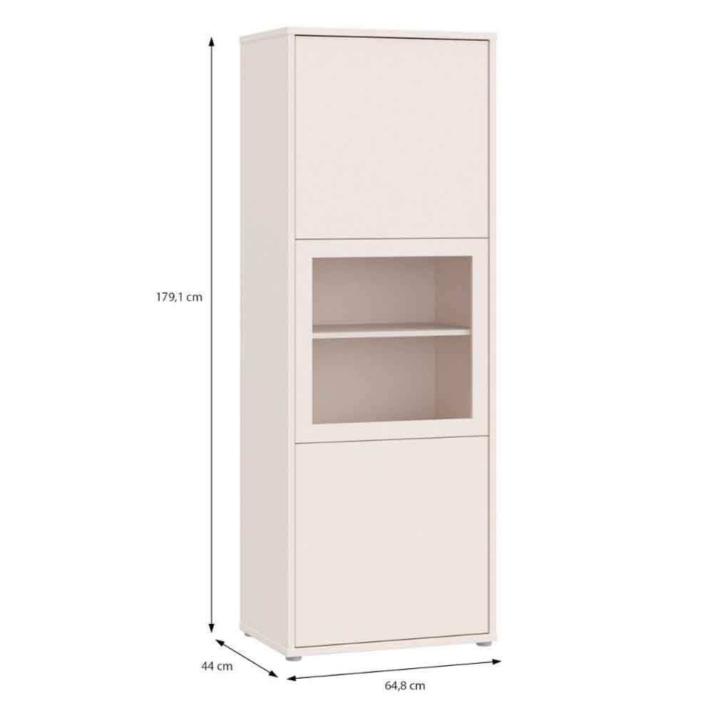 Ansley Wooden Display Cabinet with 3 Doors in Sand