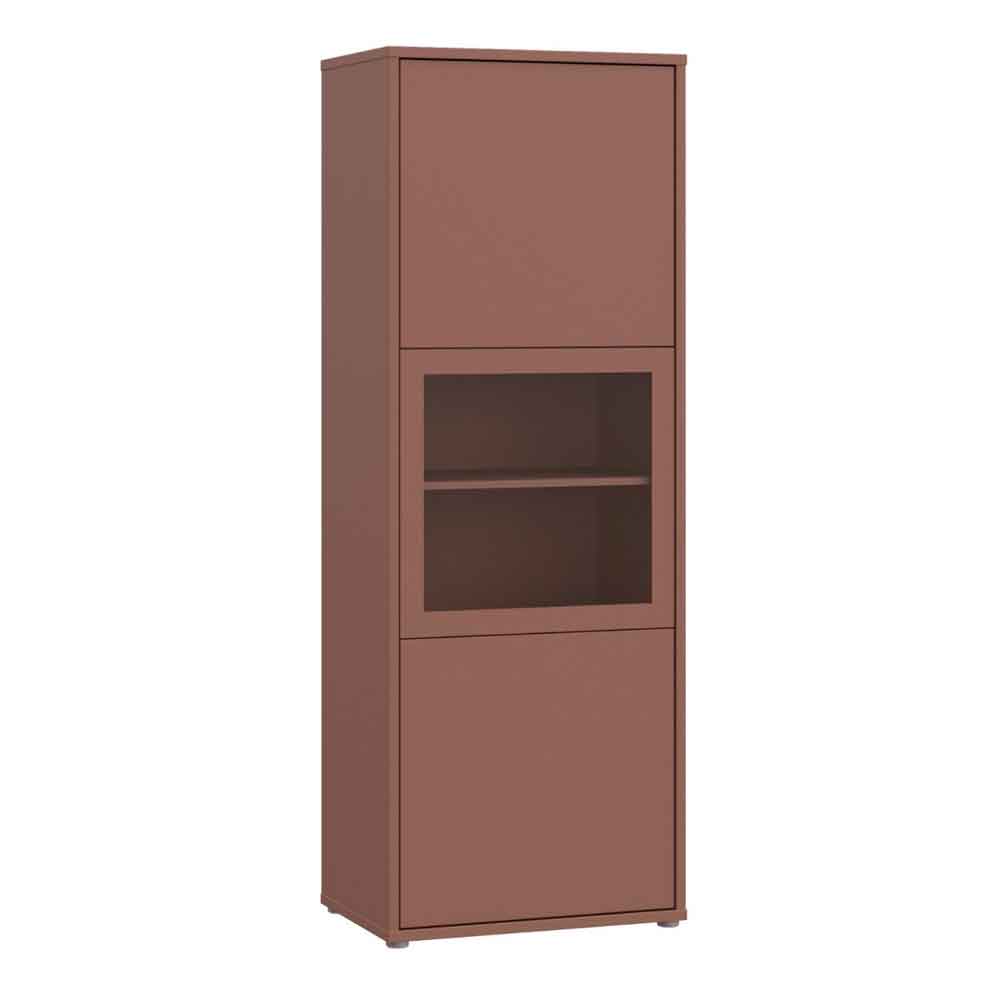 Ansley Wooden Display Cabinet with 3 Doors in Terracotta
