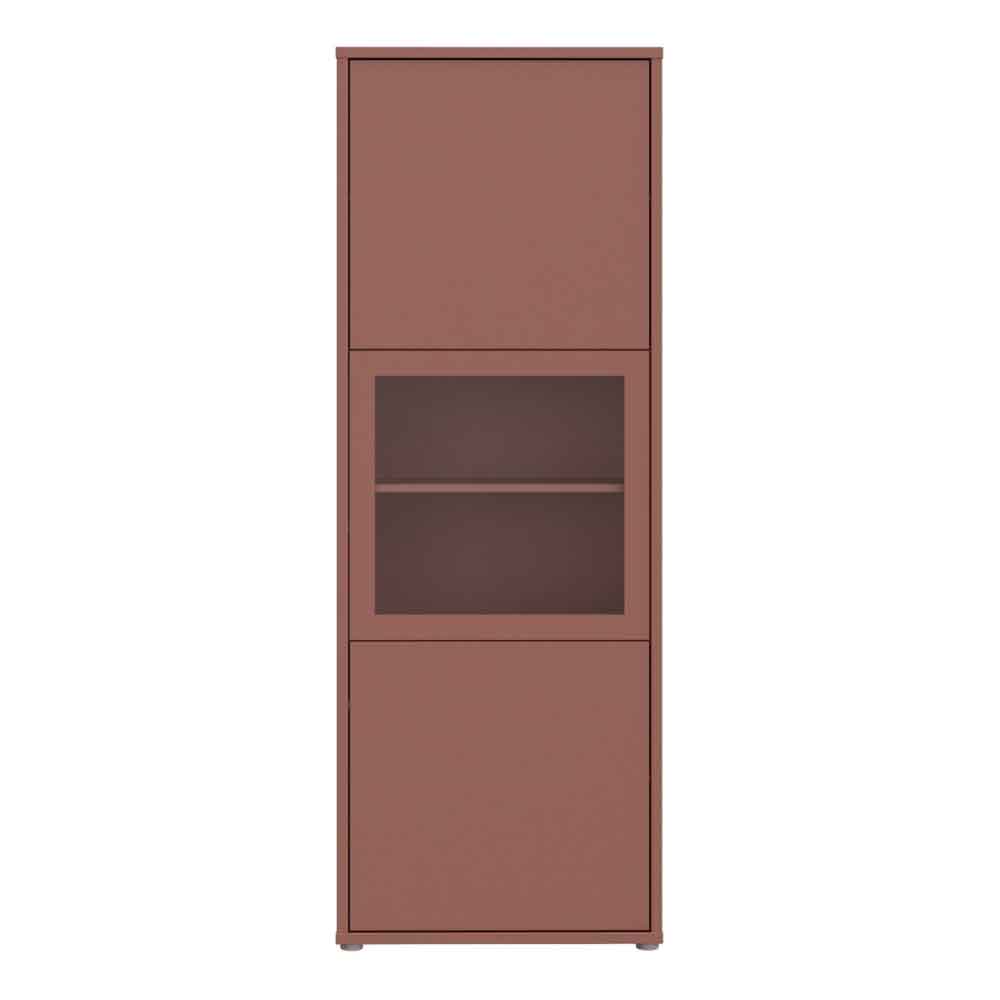Ansley Wooden Display Cabinet with 3 Doors in Terracotta
