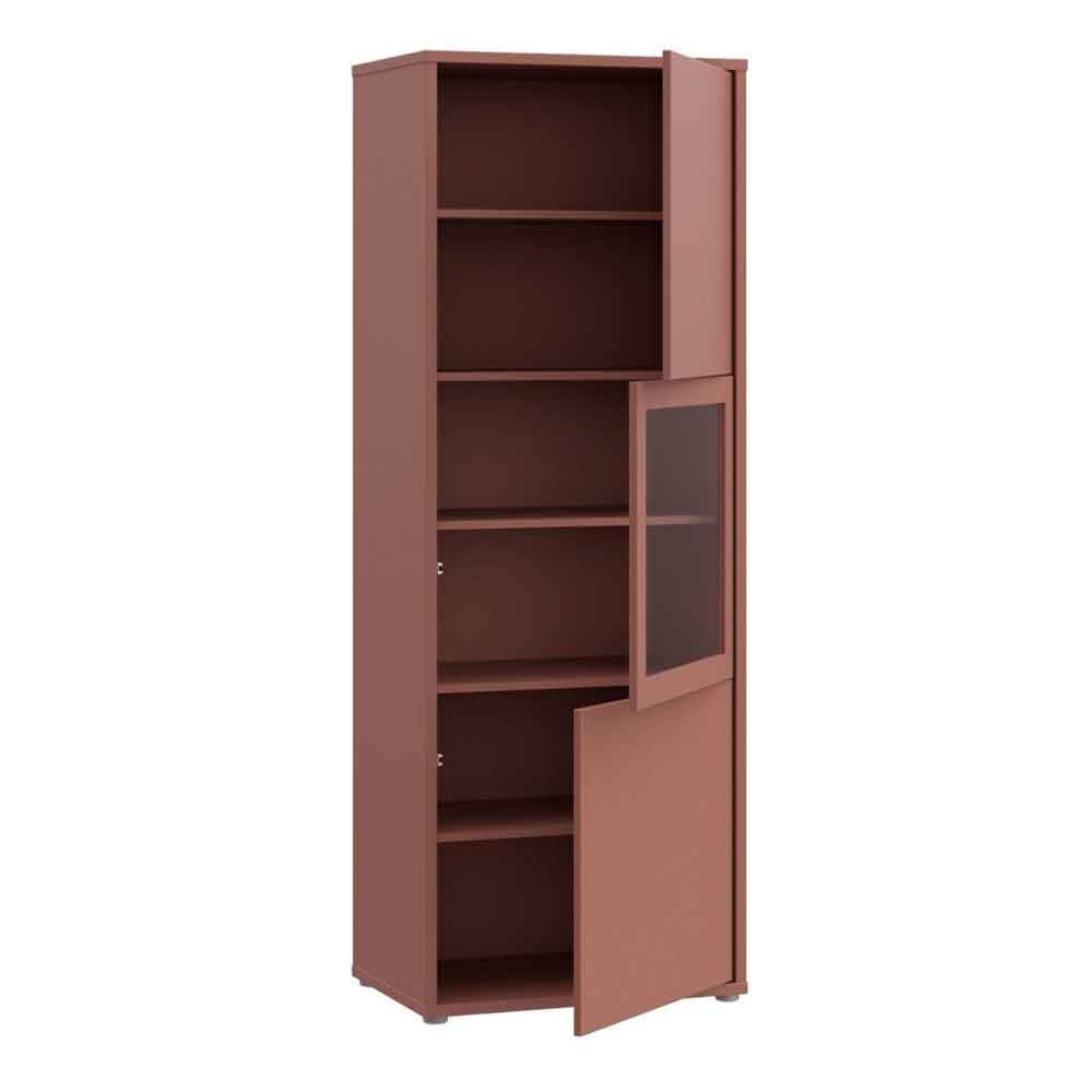 Ansley Wooden Display Cabinet with 3 Doors in Terracotta