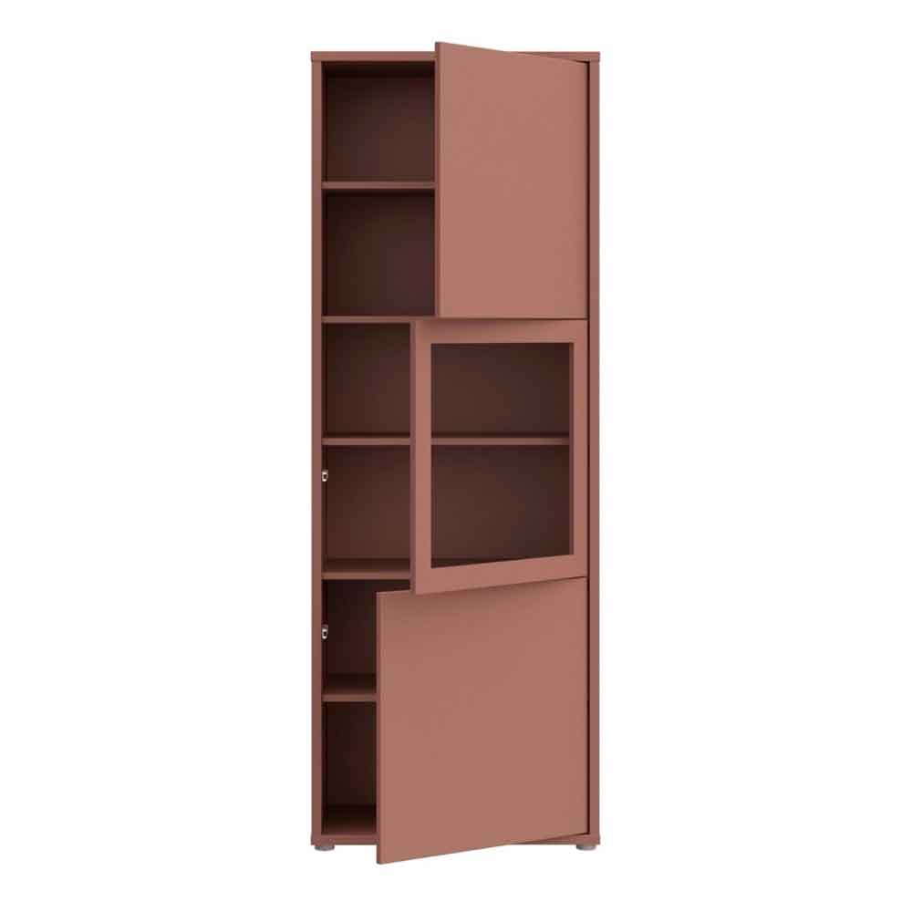 Ansley Wooden Display Cabinet with 3 Doors in Terracotta