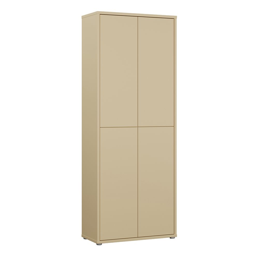Ansley Wooden Display Cabinet with 4 Doors in Butter Yellow