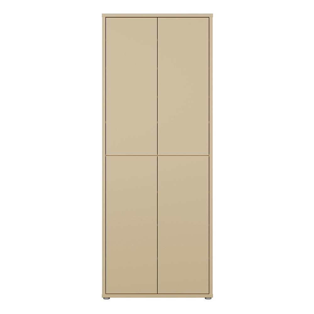 Ansley Wooden Display Cabinet with 4 Doors in Butter Yellow