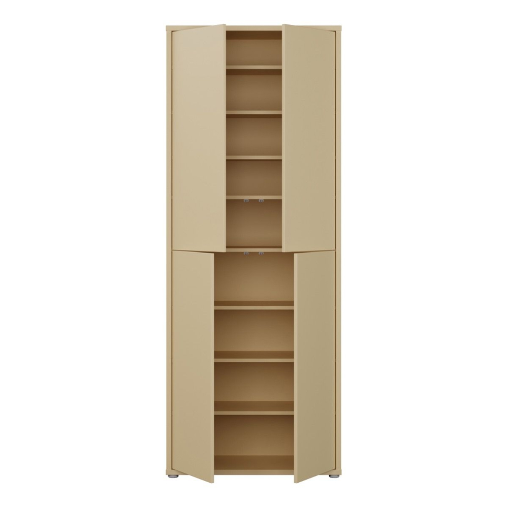Ansley Wooden Display Cabinet with 4 Doors in Butter Yellow