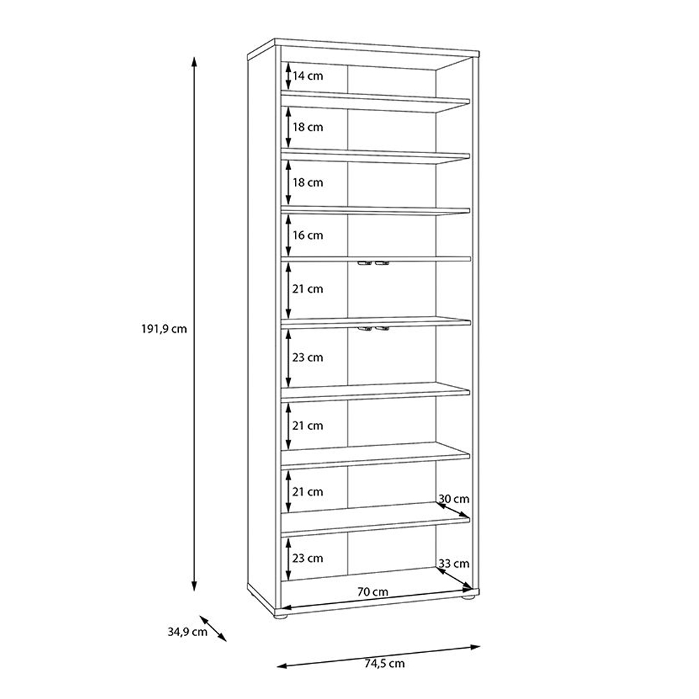 Ansley Wooden Display Cabinet with 4 Doors in Elegancia Oak