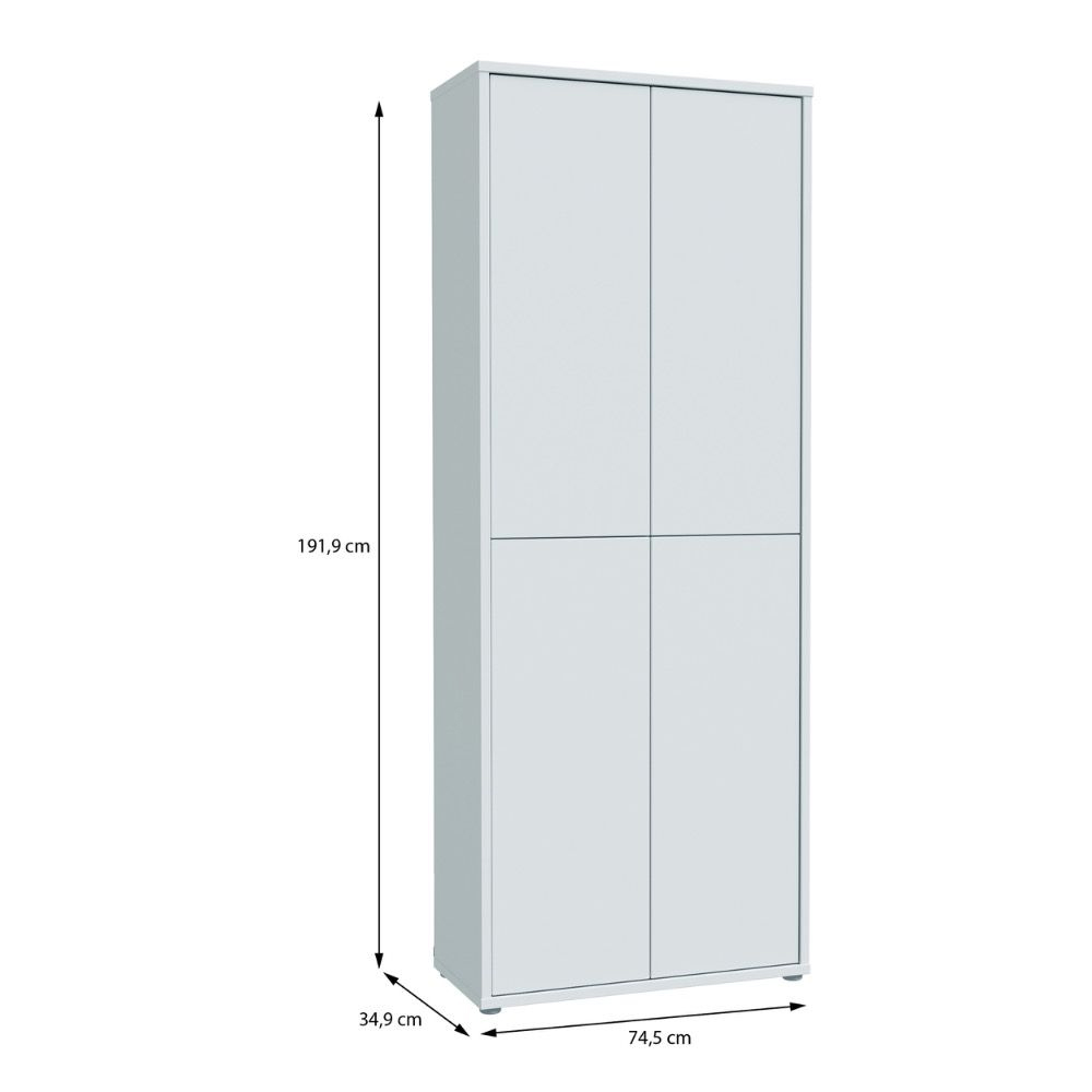 Ansley Wooden Display Cabinet with 4 Doors in Light Grey