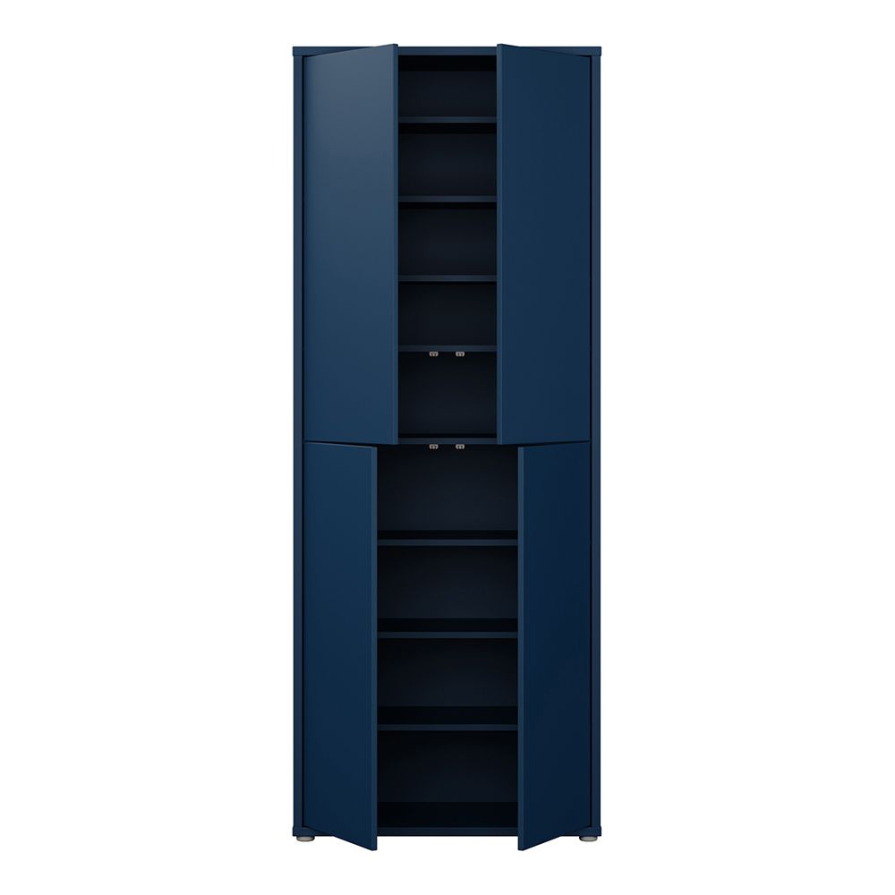 Ansley Wooden Display Cabinet with 4 Doors in Night Blue