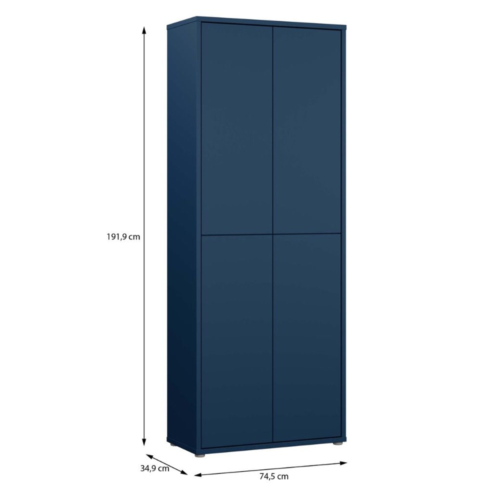 Ansley Wooden Display Cabinet with 4 Doors in Night Blue