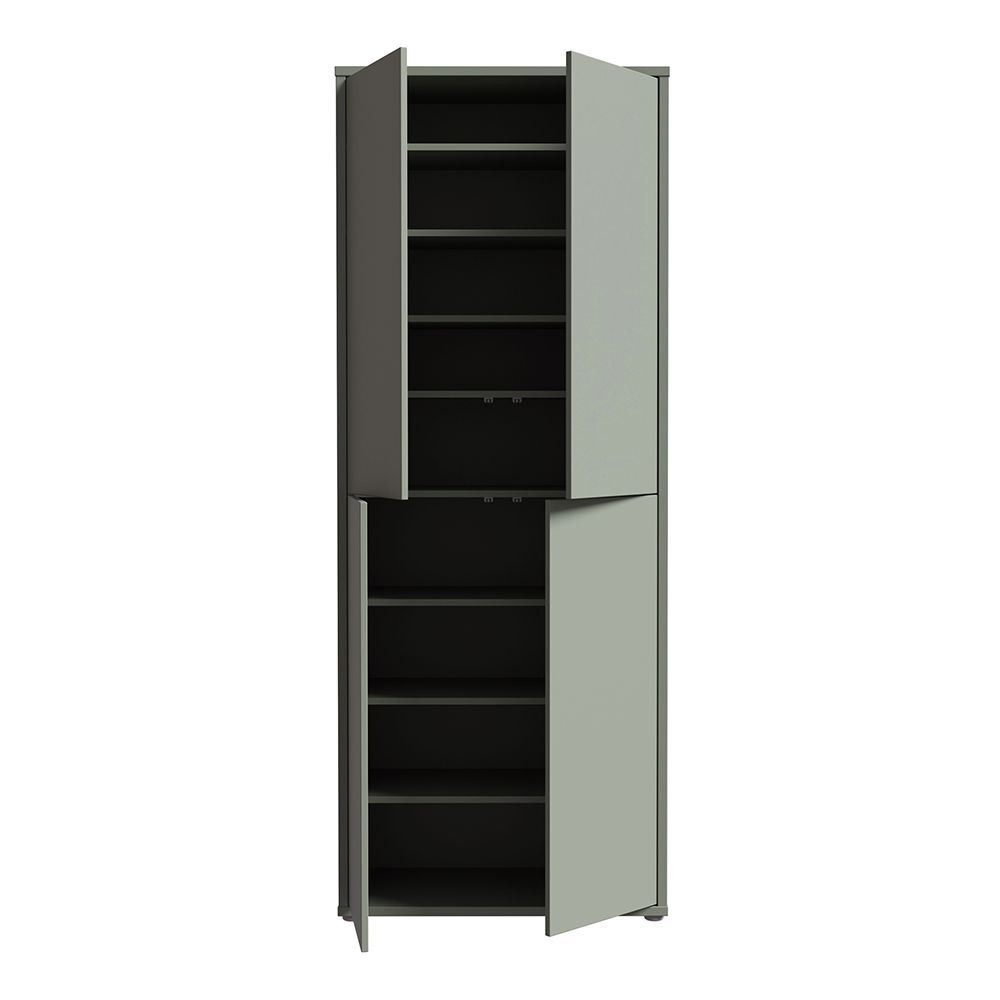 Ansley Wooden Display Cabinet with 4 Doors in Sage Green