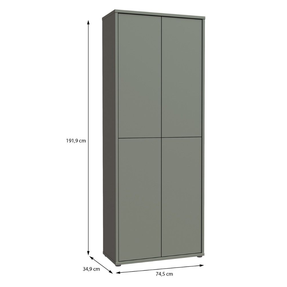 Ansley Wooden Display Cabinet with 4 Doors in Sage Green