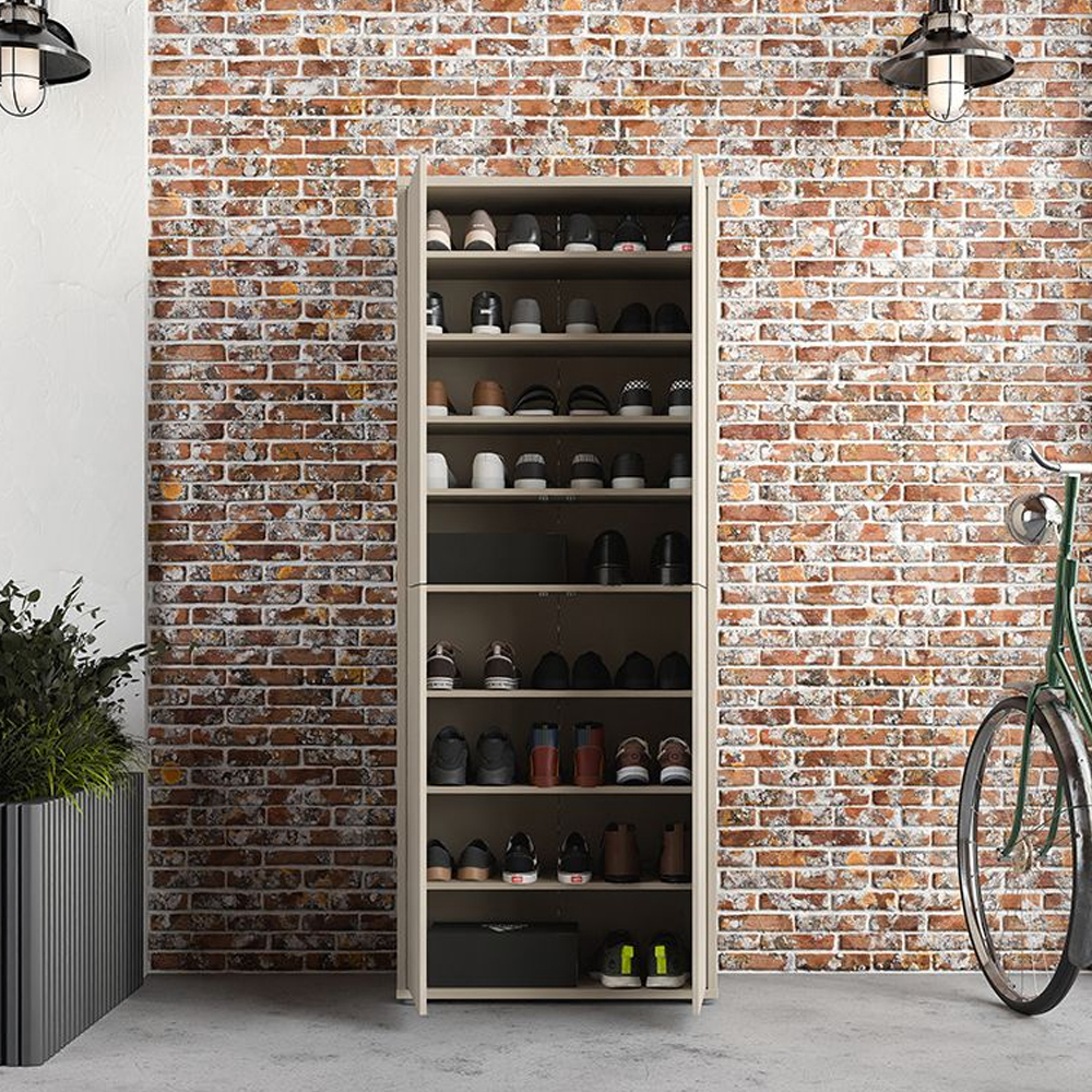 Ansley Wooden Display Cabinet with 4 Doors in Sand
