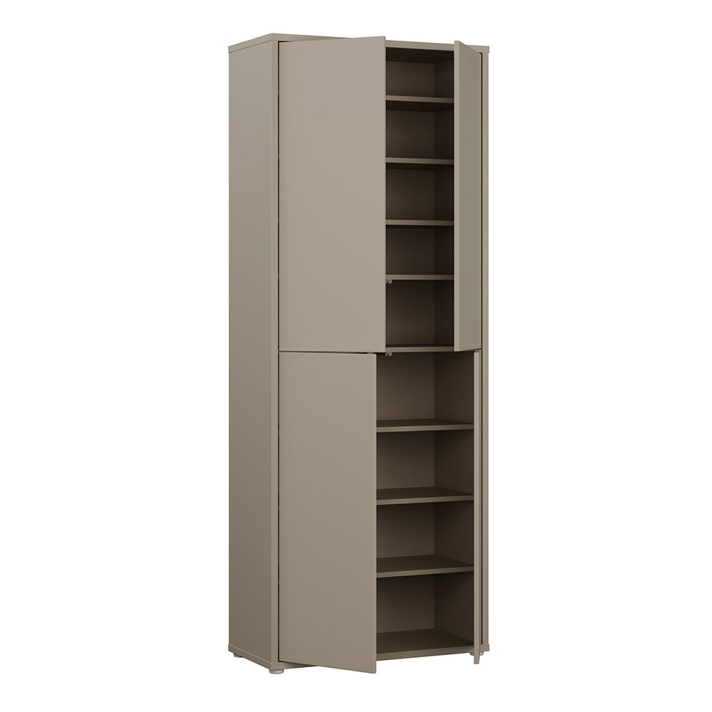 Ansley Wooden Display Cabinet with 4 Doors in Taupe