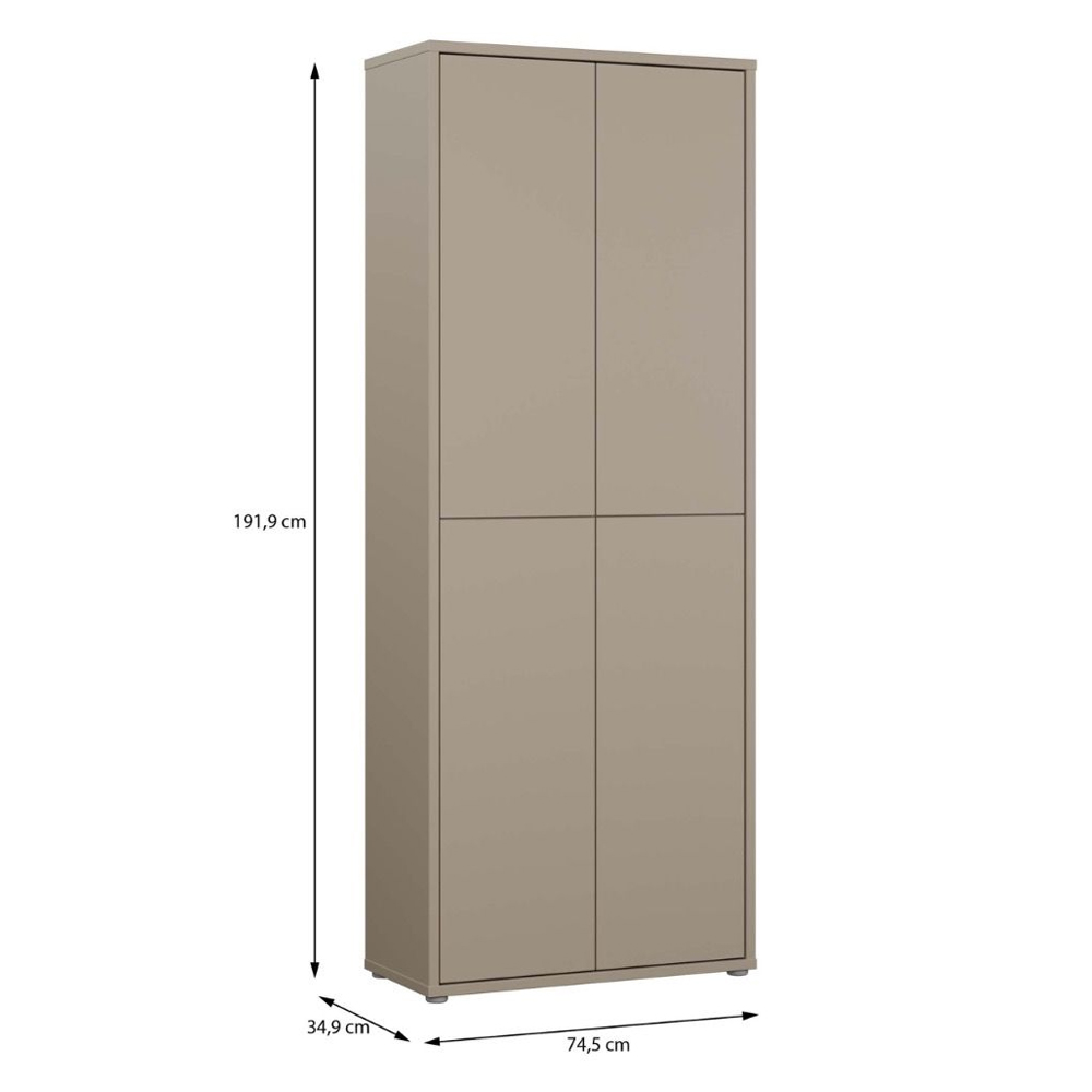 Ansley Wooden Display Cabinet with 4 Doors in Taupe