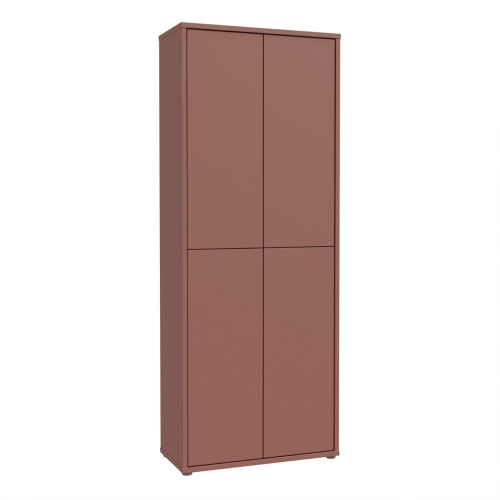 Ansley Wooden Display Cabinet with 4 Doors in Terracotta