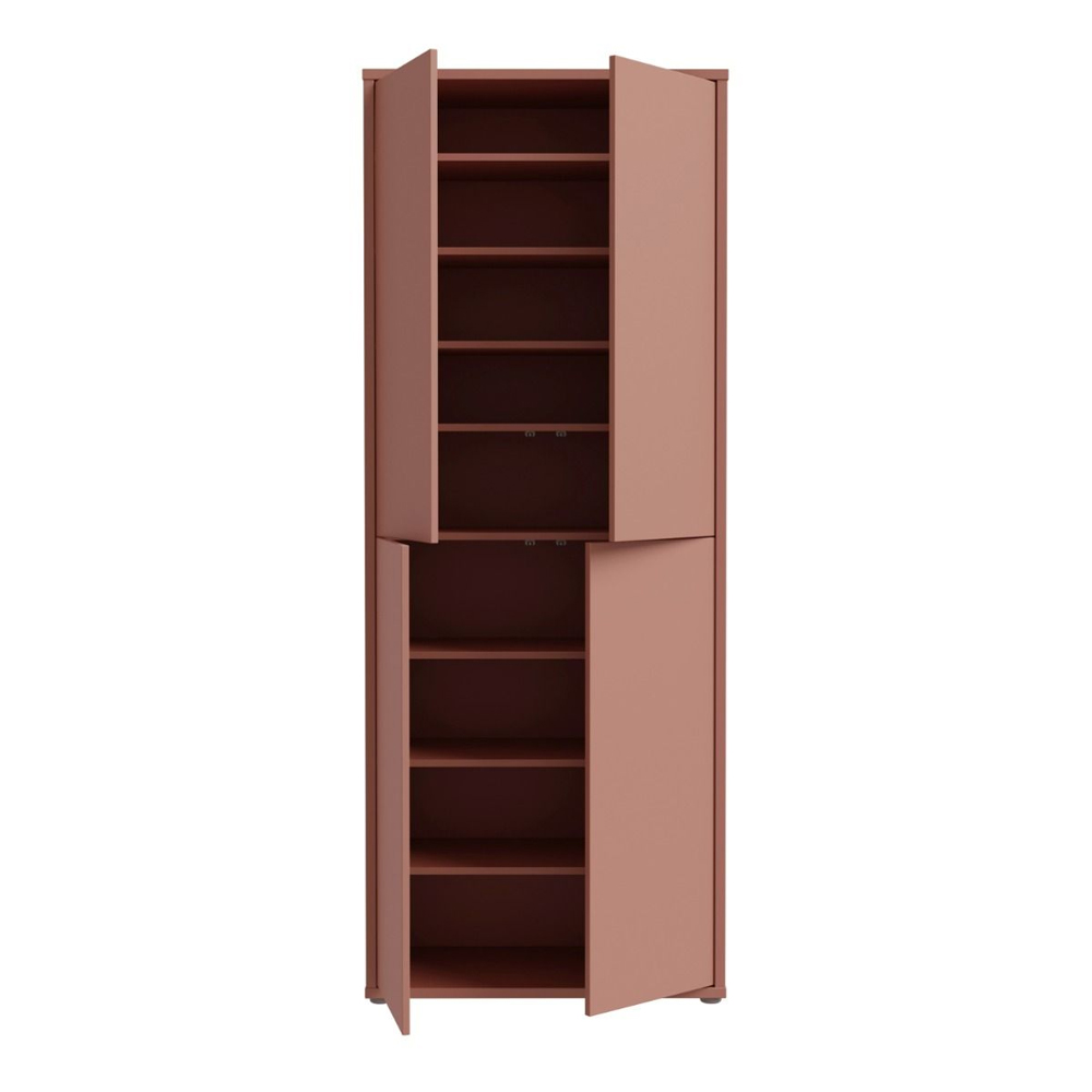Ansley Wooden Display Cabinet with 4 Doors in Terracotta