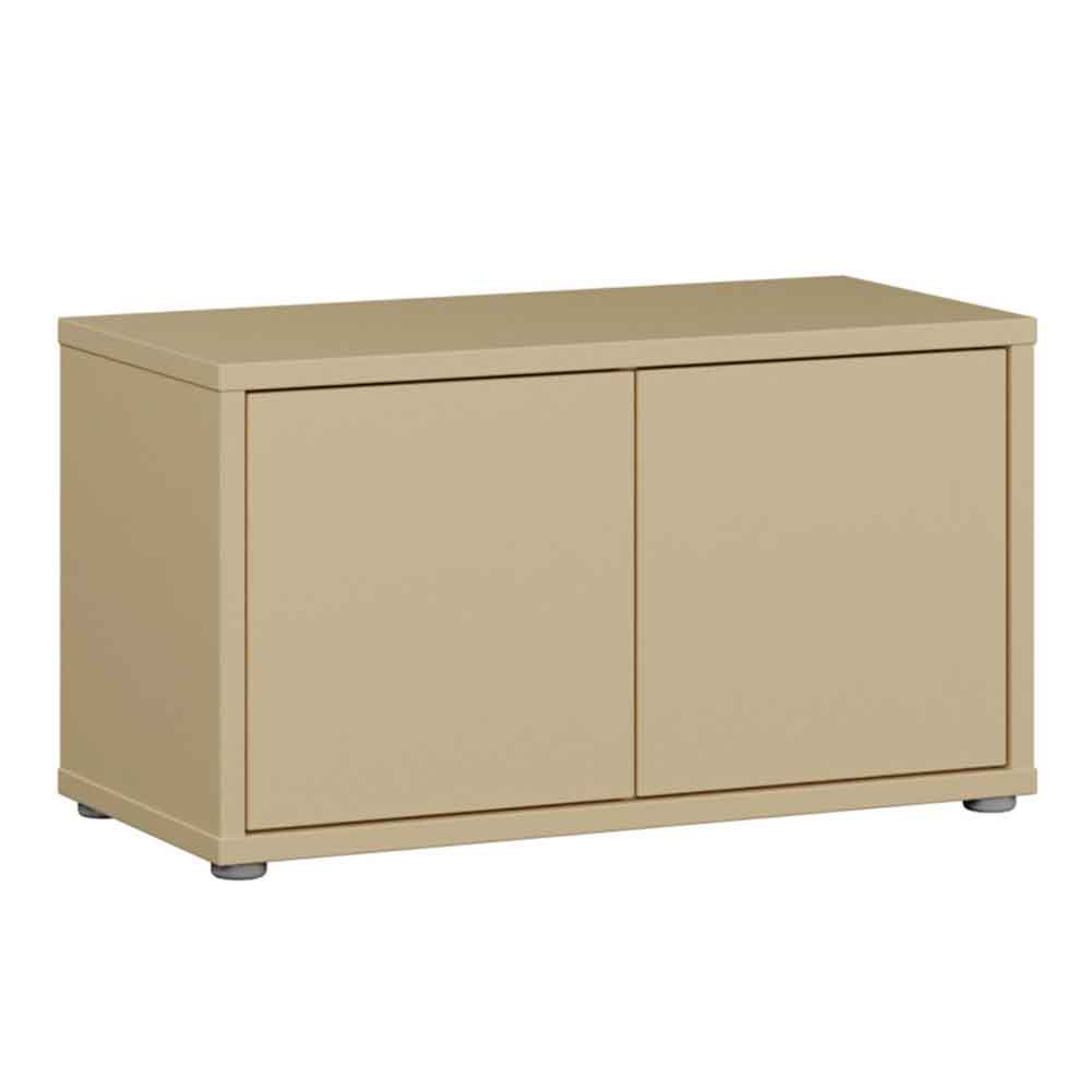 Ansley Wooden Hallway Seating Bench with 2 Doors in Butter Yellow