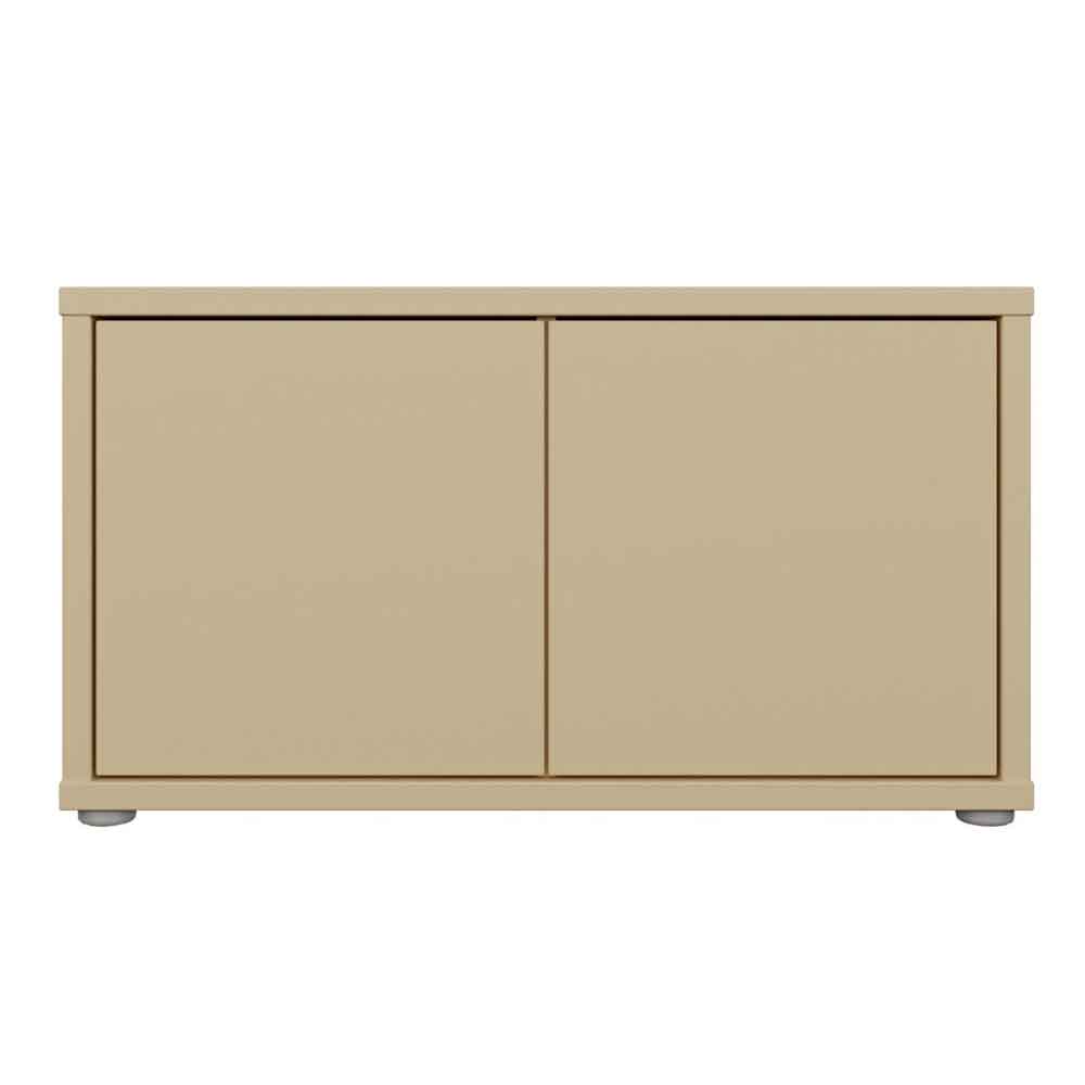 Ansley Wooden Hallway Seating Bench with 2 Doors in Butter Yellow