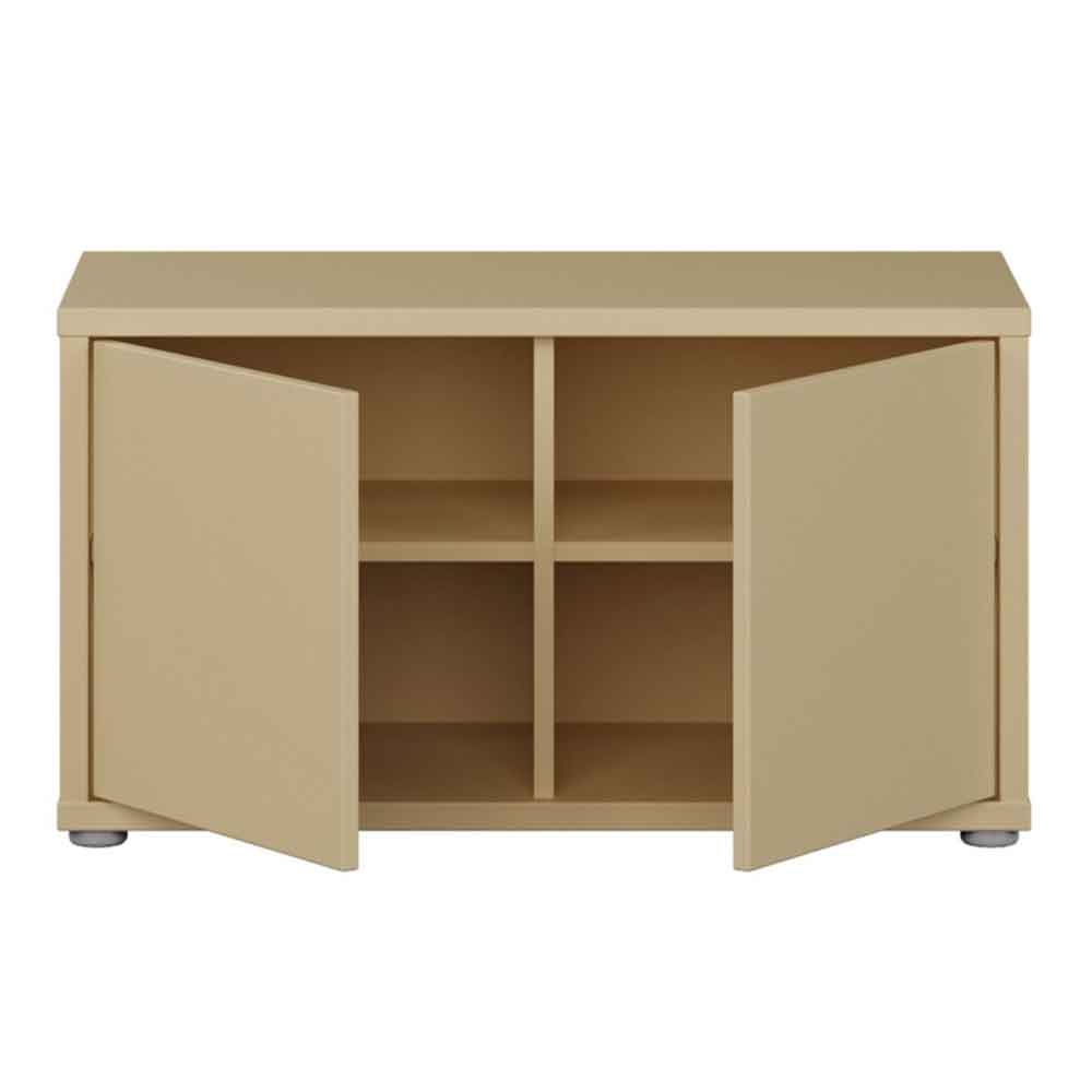 Ansley Wooden Hallway Seating Bench with 2 Doors in Butter Yellow