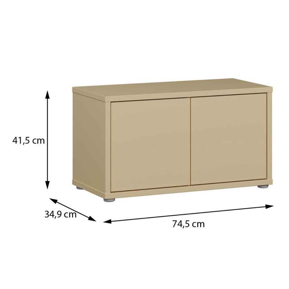 Ansley Wooden Hallway Seating Bench with 2 Doors in Butter Yellow