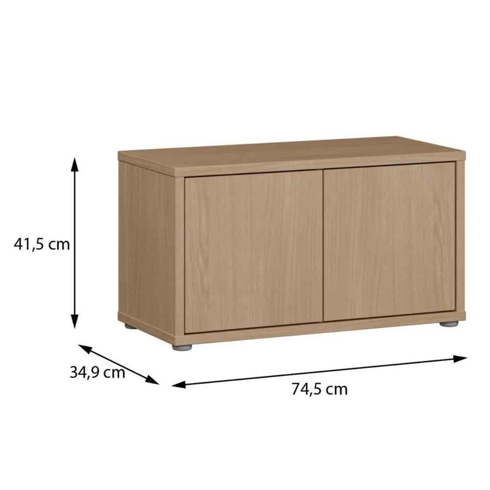 Ansley Wooden Hallway Seating Bench with 2 Doors in Elegancia Oak
