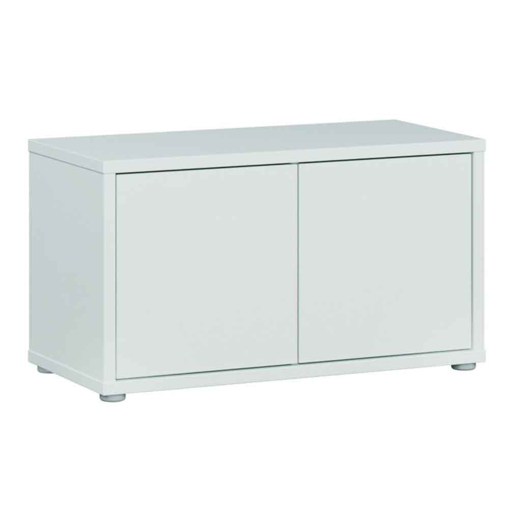 Ansley Wooden Hallway Seating Bench with 2 Doors in Light Grey