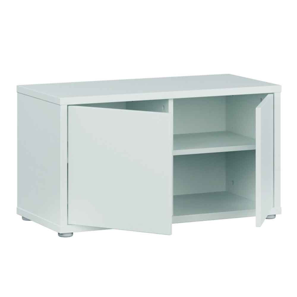 Ansley Wooden Hallway Seating Bench with 2 Doors in Light Grey
