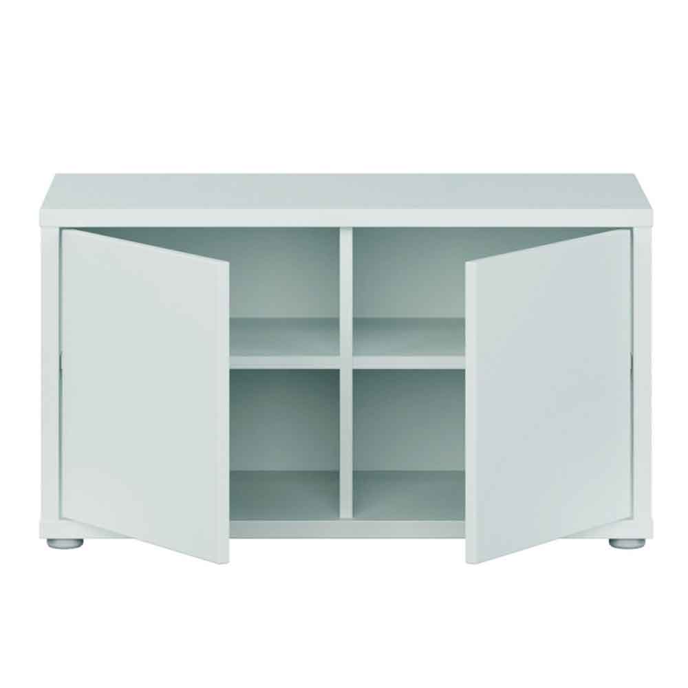 Ansley Wooden Hallway Seating Bench with 2 Doors in Light Grey