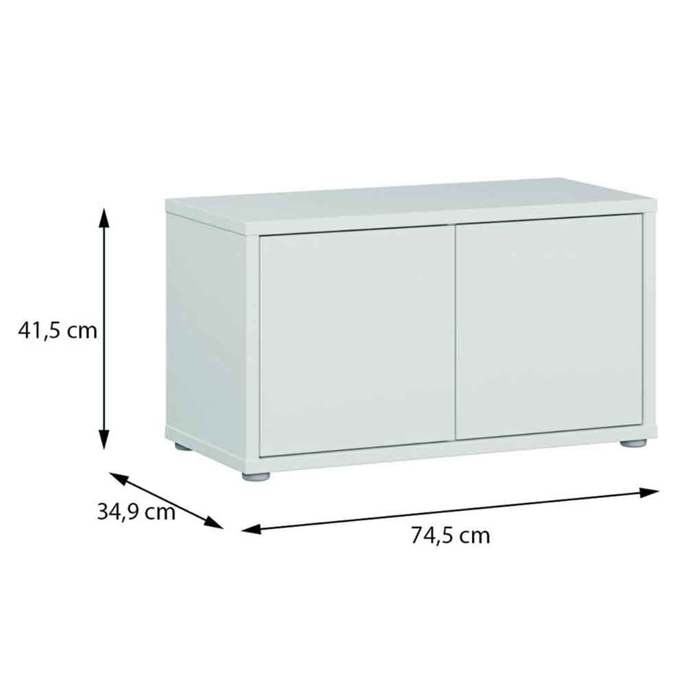 Ansley Wooden Hallway Seating Bench with 2 Doors in Light Grey