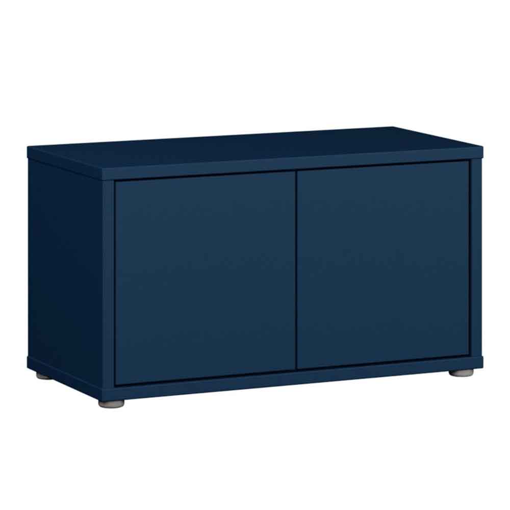 Ansley Wooden Hallway Seating Bench with 2 Doors in Night Blue