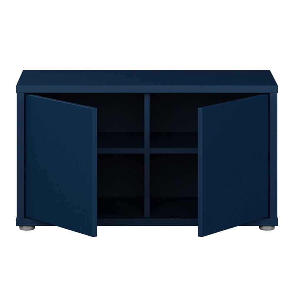 Ansley Wooden Hallway Seating Bench with 2 Doors in Night Blue
