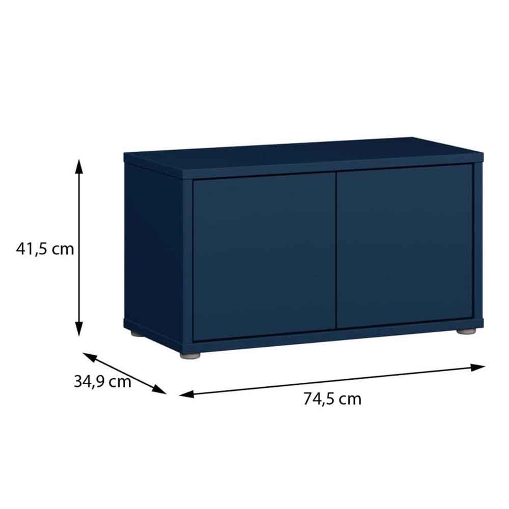 Ansley Wooden Hallway Seating Bench with 2 Doors in Night Blue