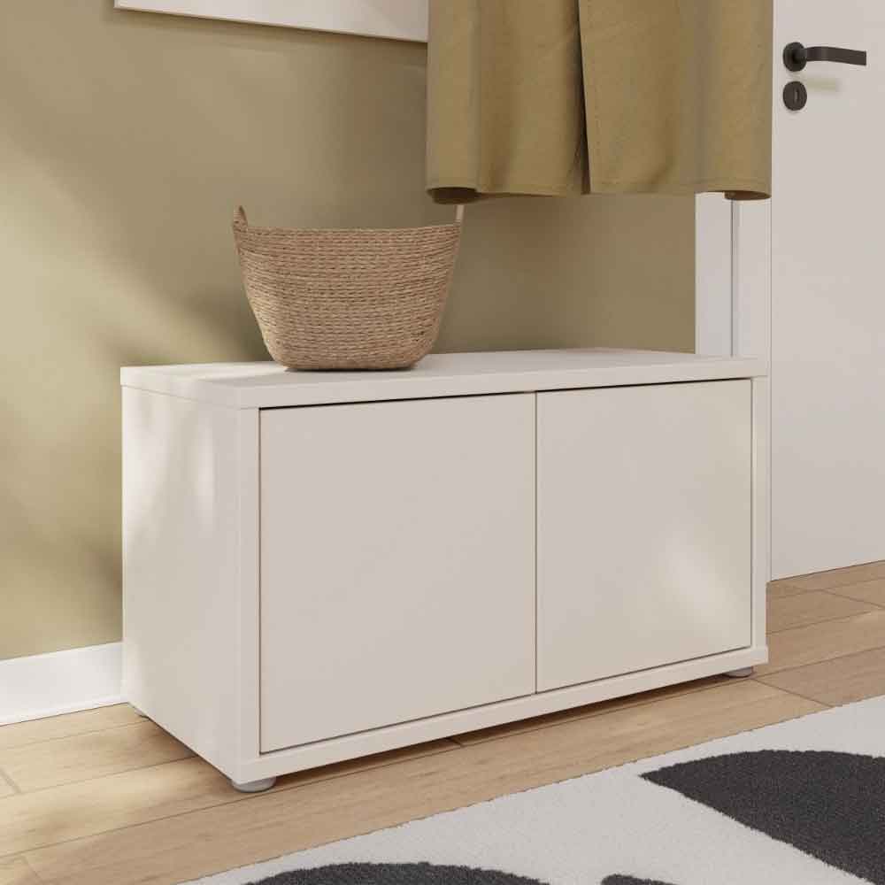 Ansley Wooden Hallway Seating Bench with 2 Doors in Sand