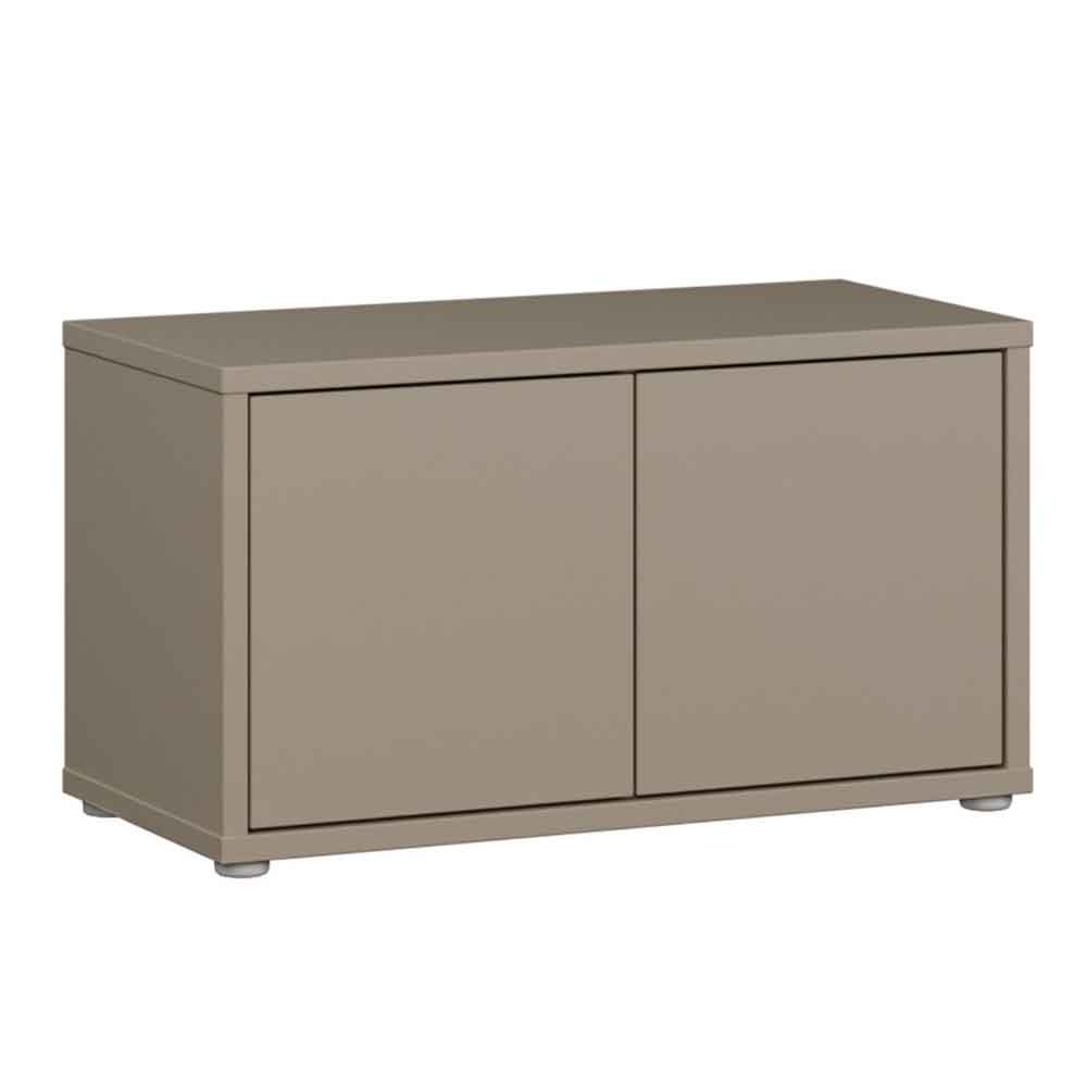 Ansley Wooden Hallway Seating Bench with 2 Doors in Taupe