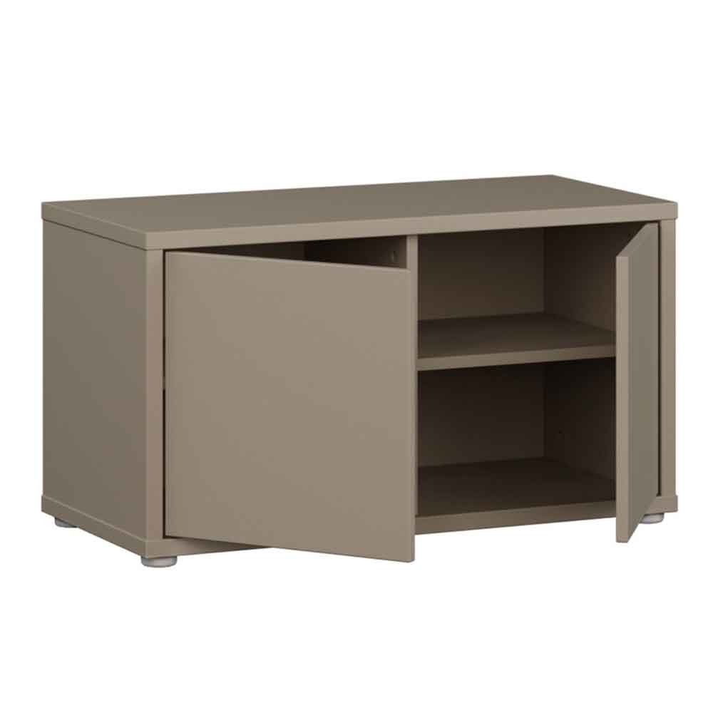 Ansley Wooden Hallway Seating Bench with 2 Doors in Taupe