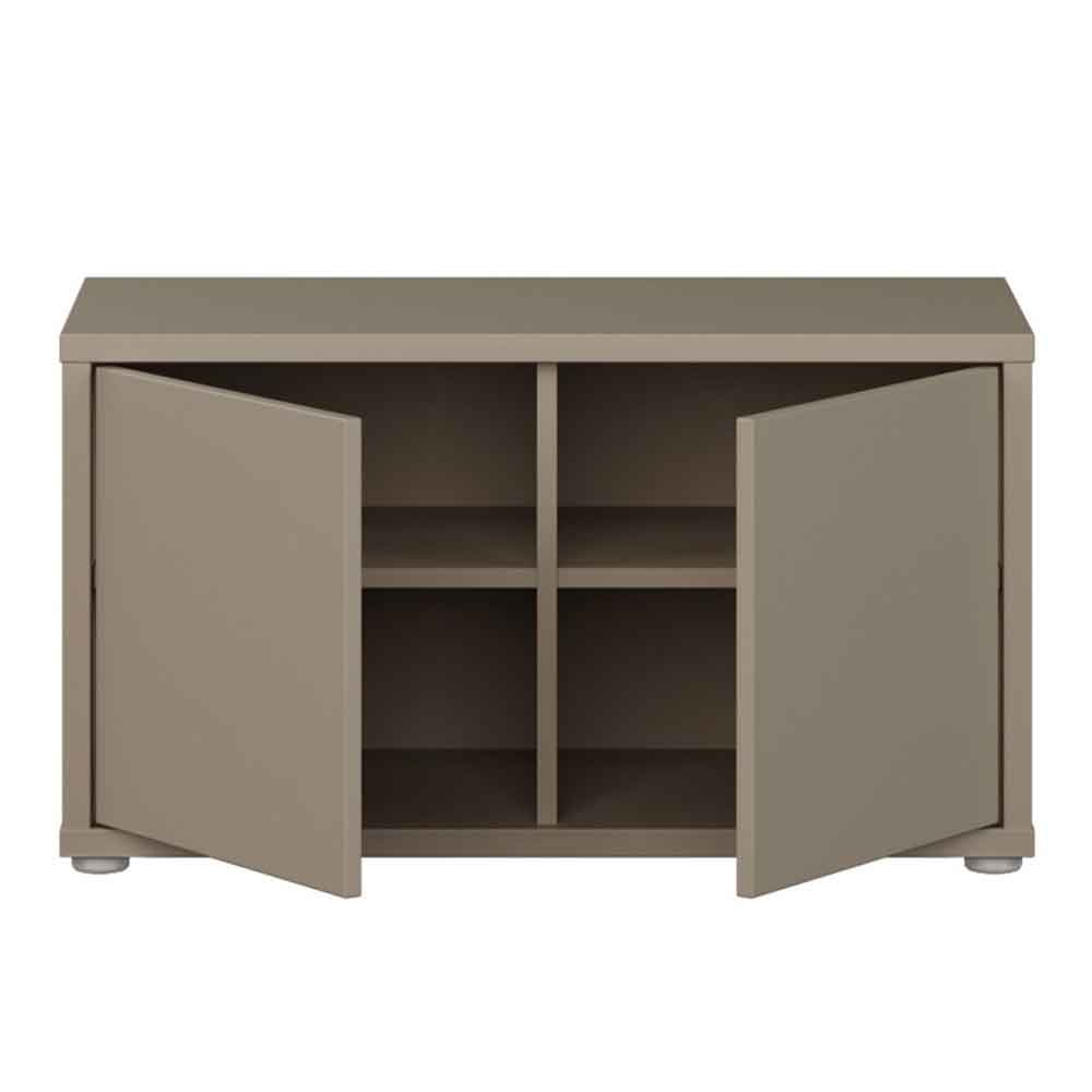 Ansley Wooden Hallway Seating Bench with 2 Doors in Taupe