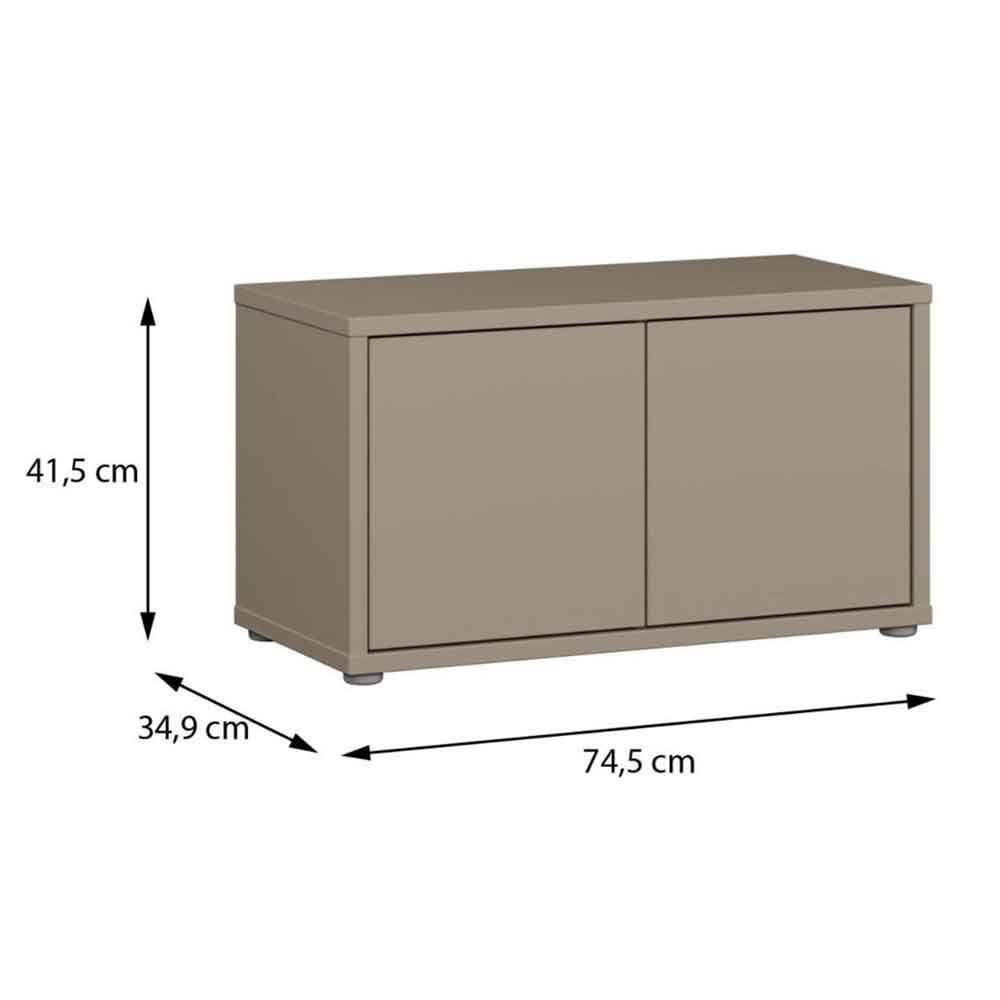 Ansley Wooden Hallway Seating Bench with 2 Doors in Taupe