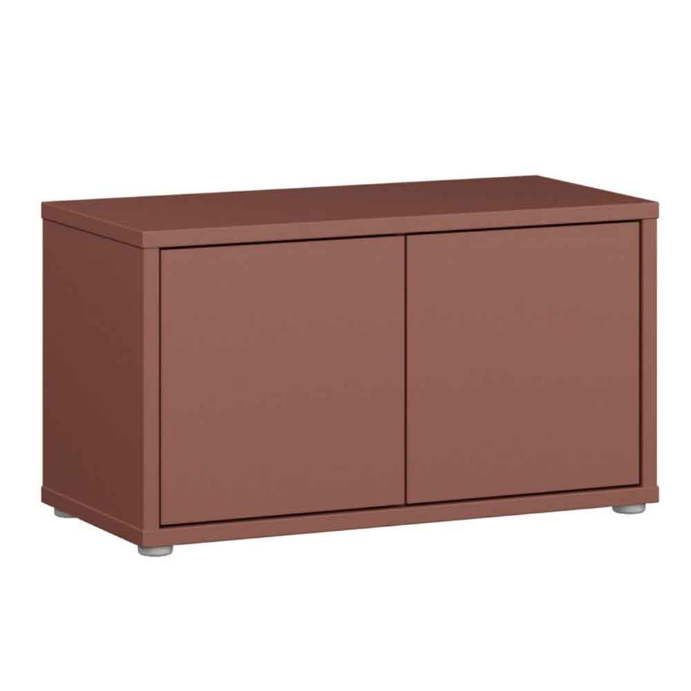 Ansley Wooden Hallway Seating Bench with 2 Doors in Terracotta