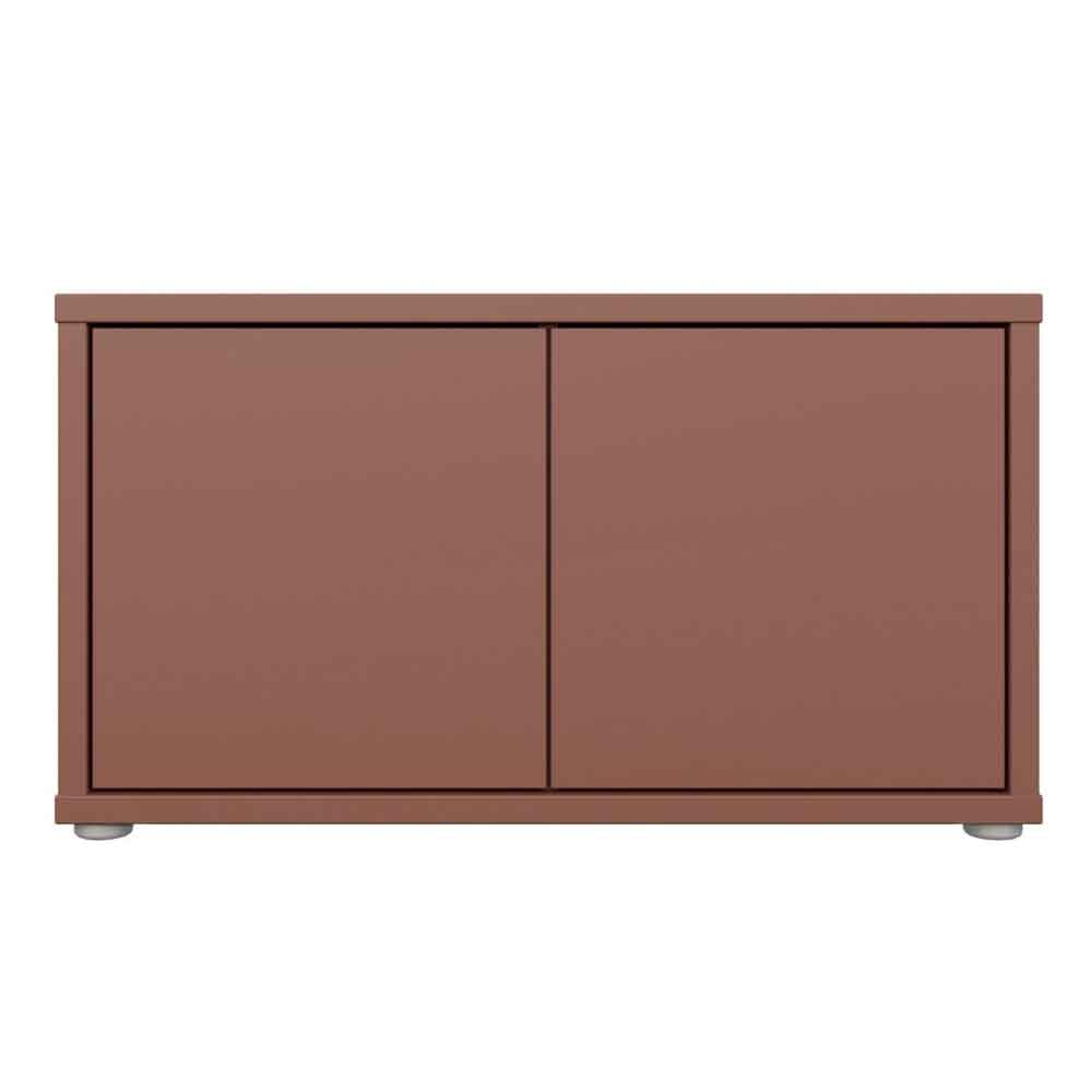 Ansley Wooden Hallway Seating Bench with 2 Doors in Terracotta