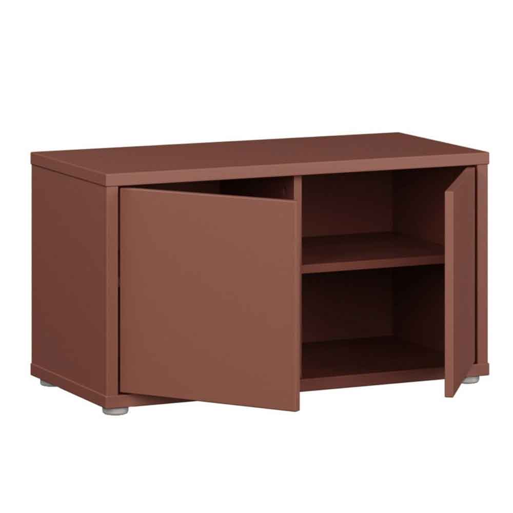 Ansley Wooden Hallway Seating Bench with 2 Doors in Terracotta