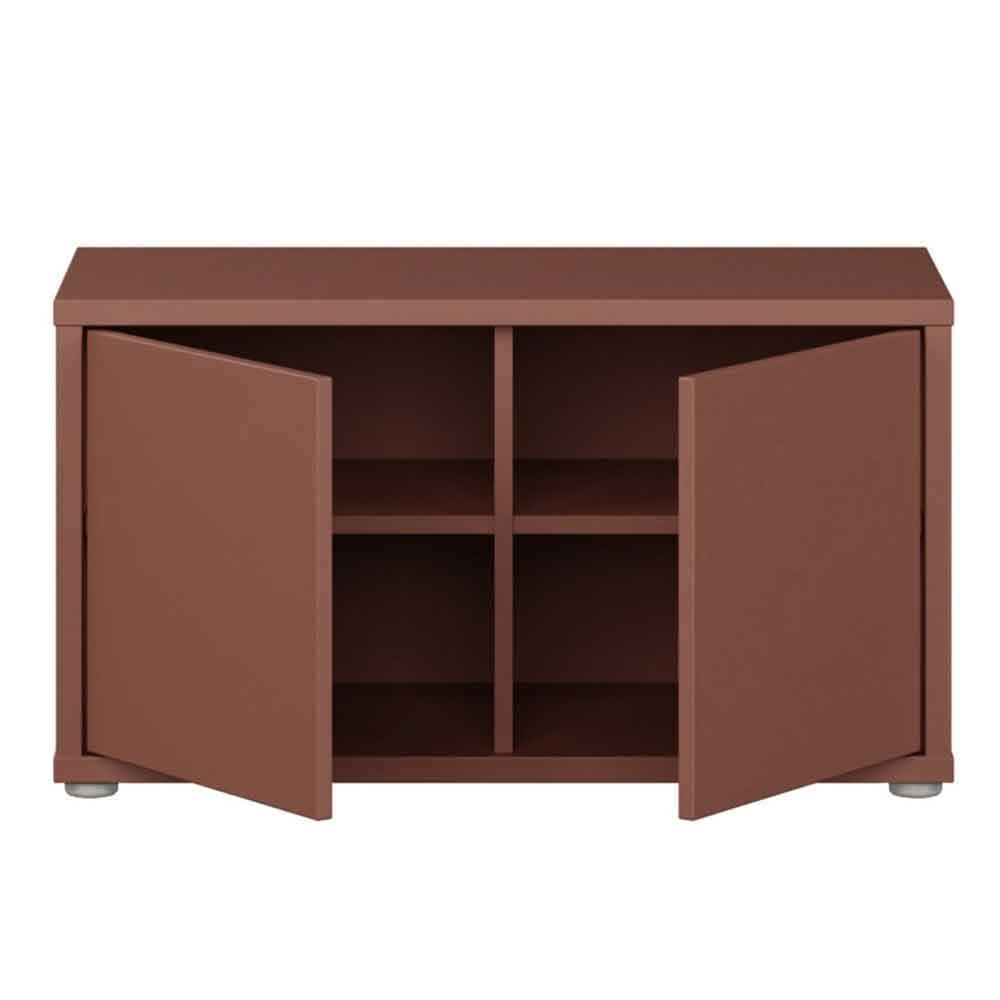 Ansley Wooden Hallway Seating Bench with 2 Doors in Terracotta