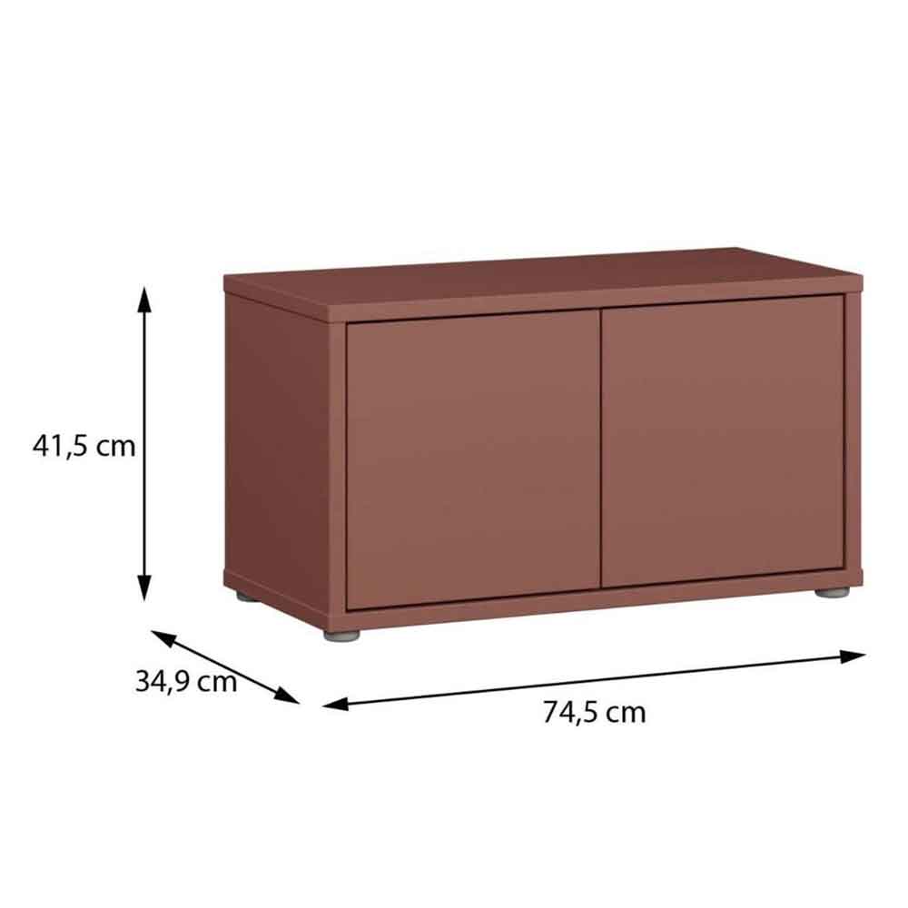 Ansley Wooden Hallway Seating Bench with 2 Doors in Terracotta