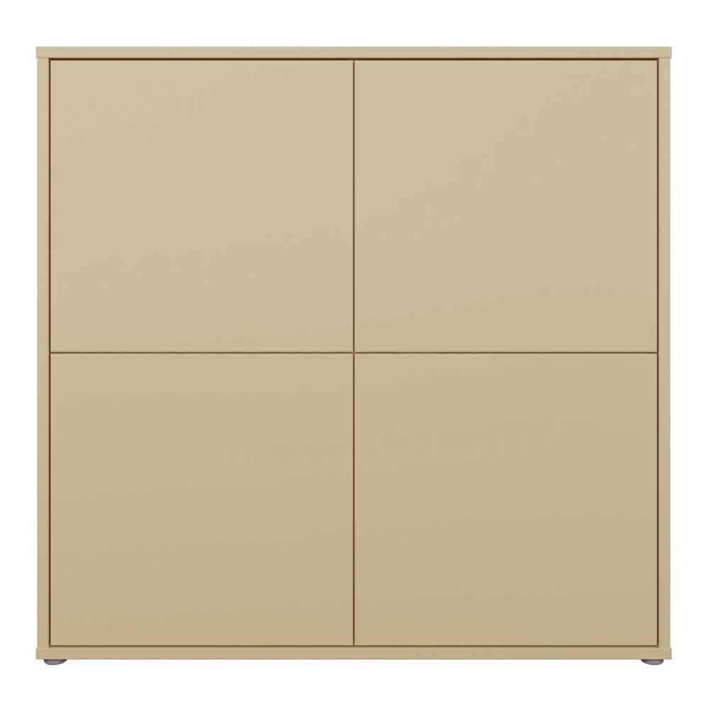 Ansley Wooden Large Storage Cabinet with 4 Doors in Butter Yellow
