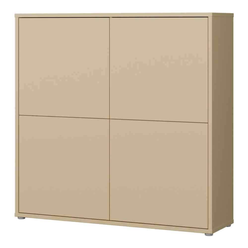 Ansley Wooden Large Storage Cabinet with 4 Doors in Butter Yellow